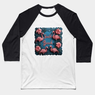 Miami - South Beach (Pink Flamingos) Baseball T-Shirt